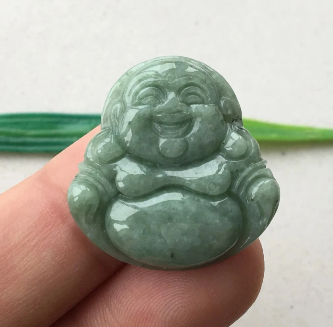 Jade Laughing Buddha Pendant Charm