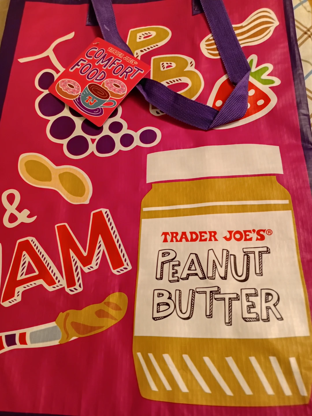 Trader Joe's Peanut Butter Jam Reusable Shopping Bag