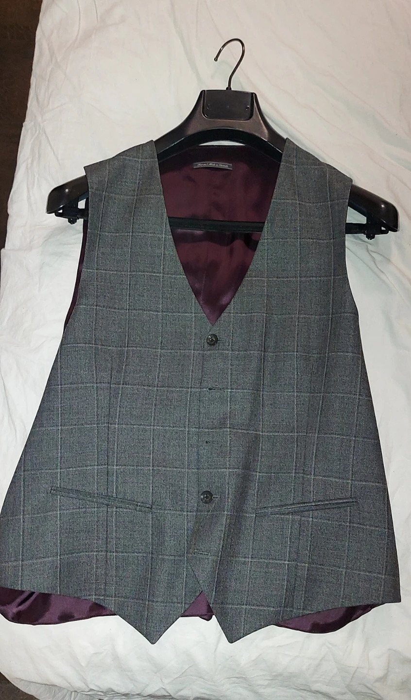 Grey Plaid Suit Set - Jacket, Vest, Pants - Made in Canada
