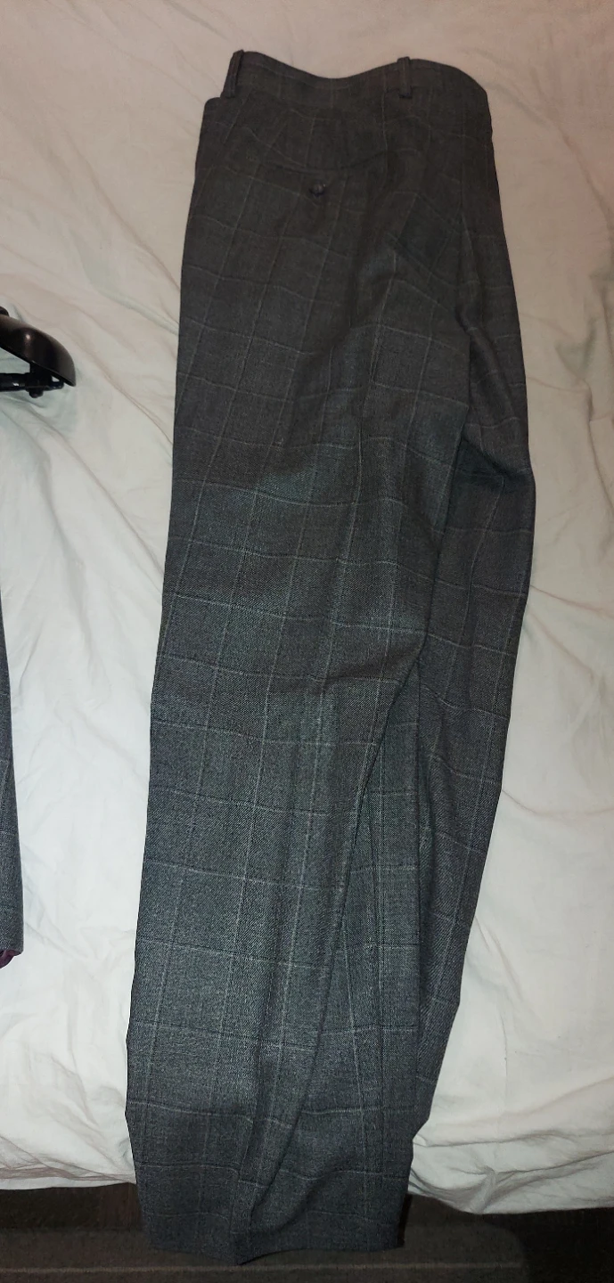 Grey Plaid Suit Set - Jacket, Vest, Pants - Made in Canada - photo 3