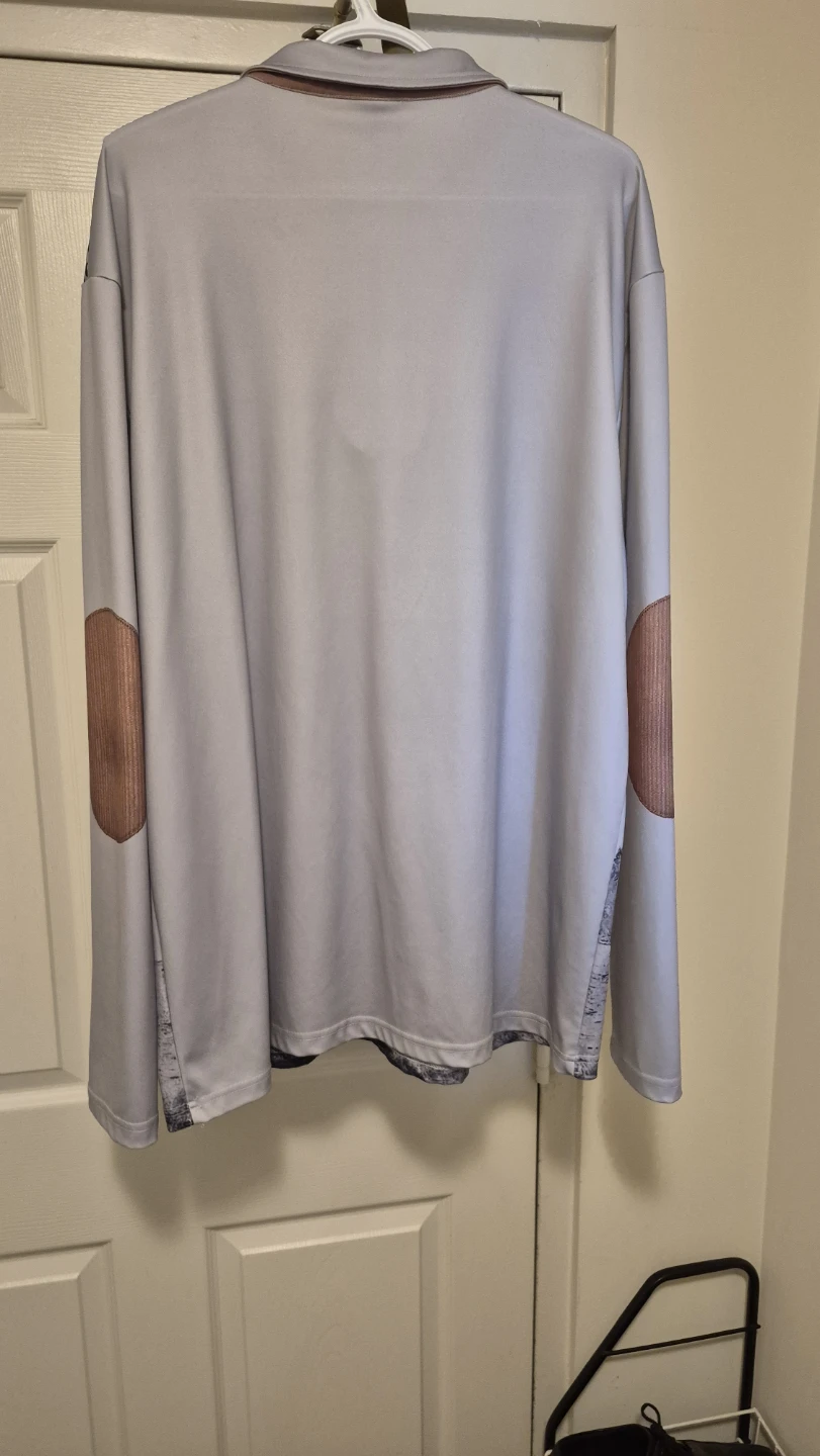 Grey Long Sleeve Polo Shirt with Ship Graphic - photo 4