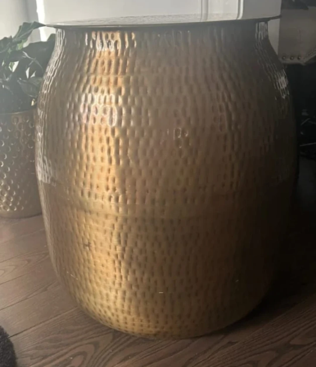 SIMPLIHOME Antique Gold Side Table with Storage