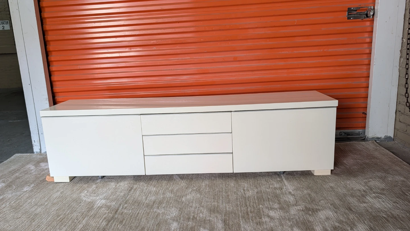 BESTÅ BURS TV unit, high gloss white