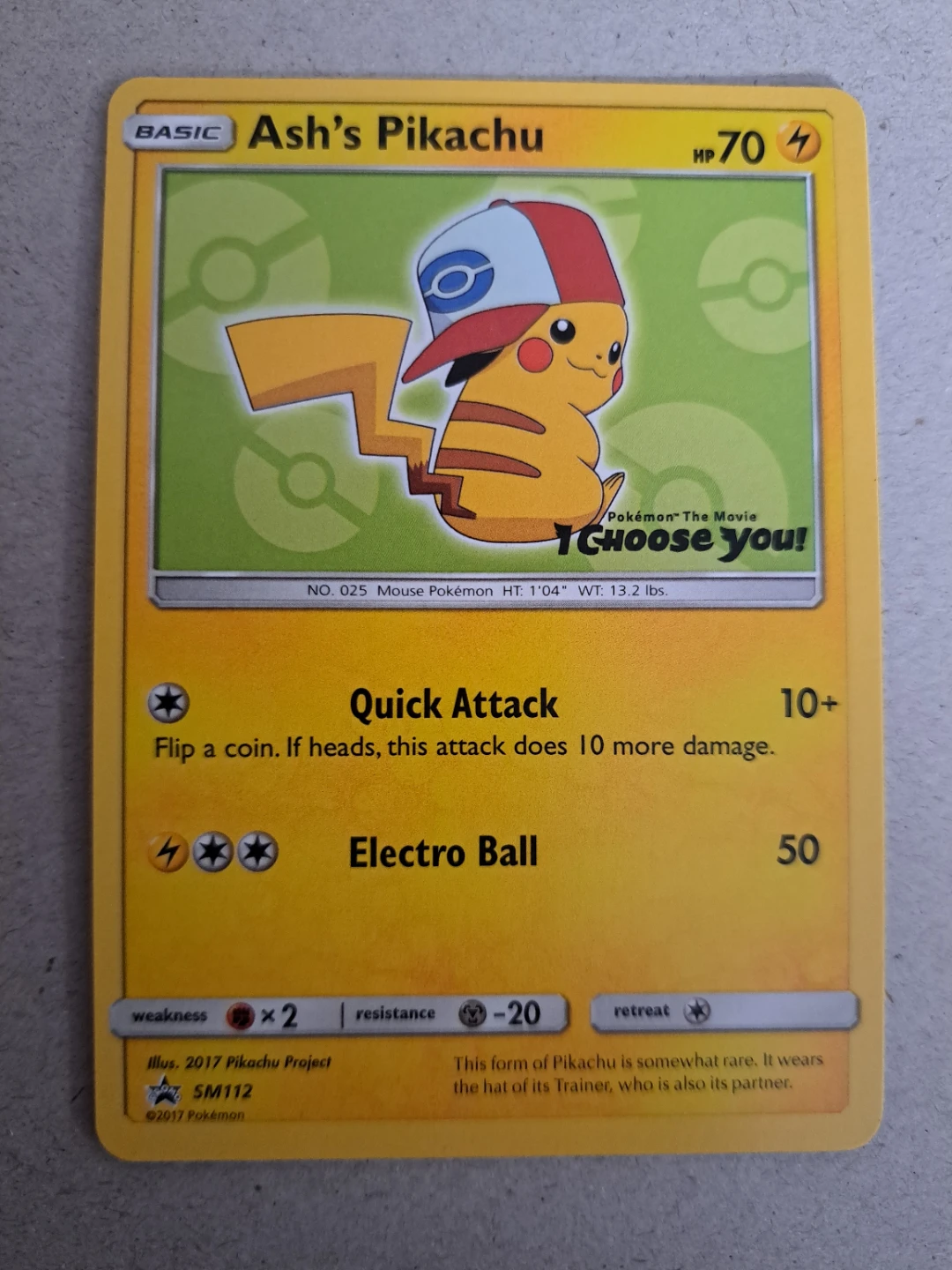 Ash's Pikachu SM112 Sun and Moon Promo