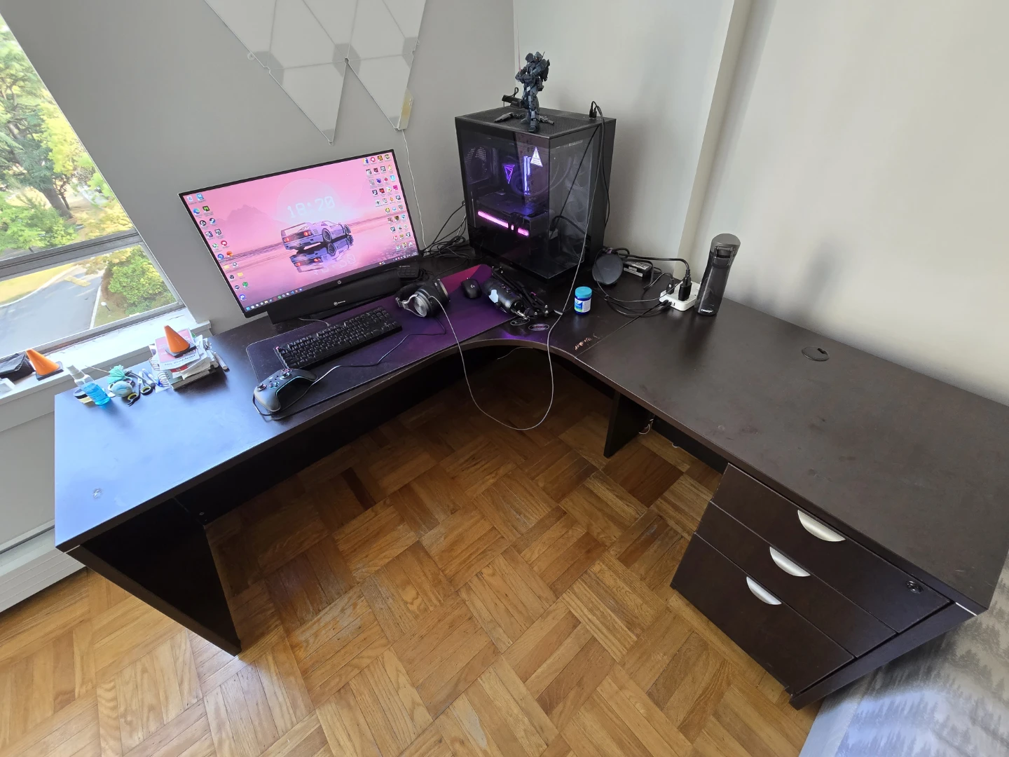 L-Shaped Corner Desk with 3-Drawer Filing Cabinet - photo 5