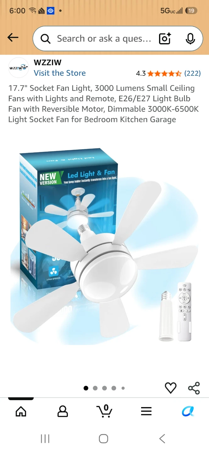 WZZIW 2-in-1 LED Light & Fan