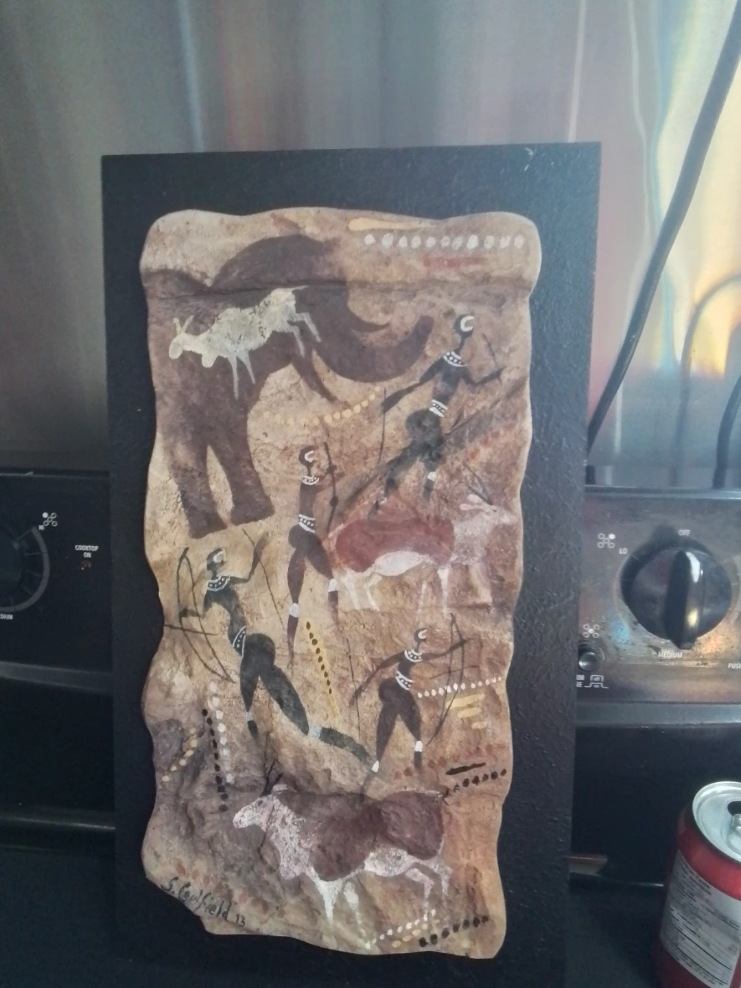 Authentic Sean Caulfield San (Bushmen) Rock Art Painting