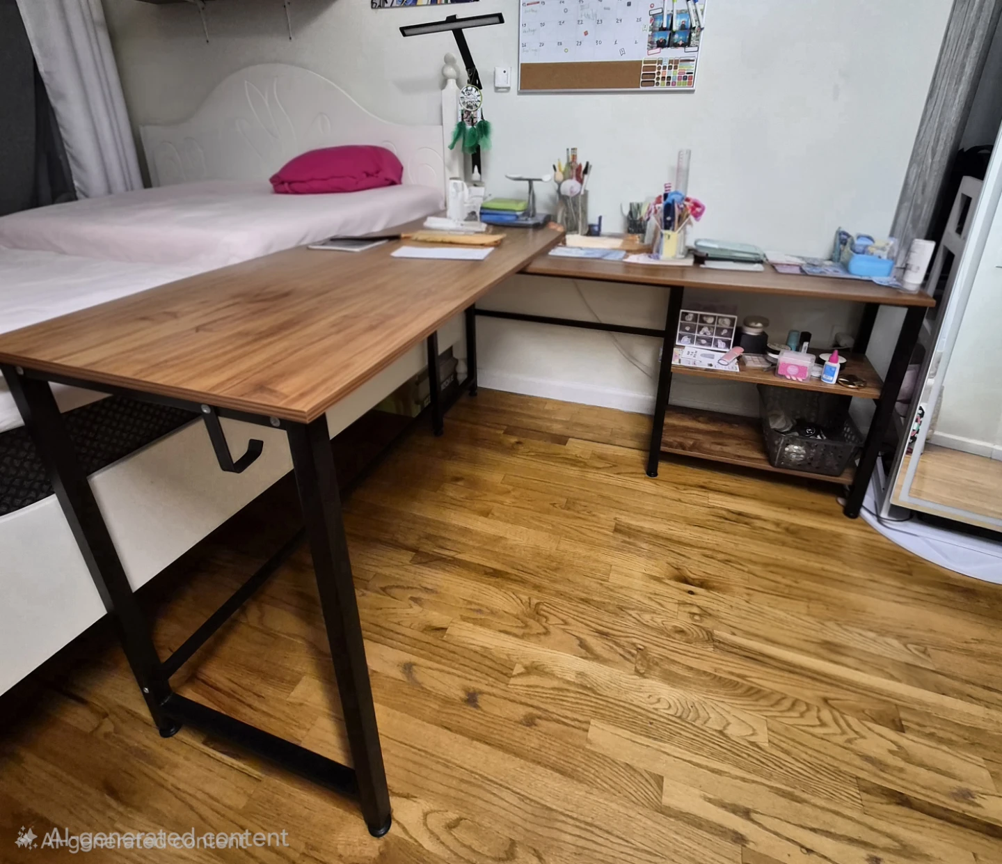 L-Shaped Desk with Shelves