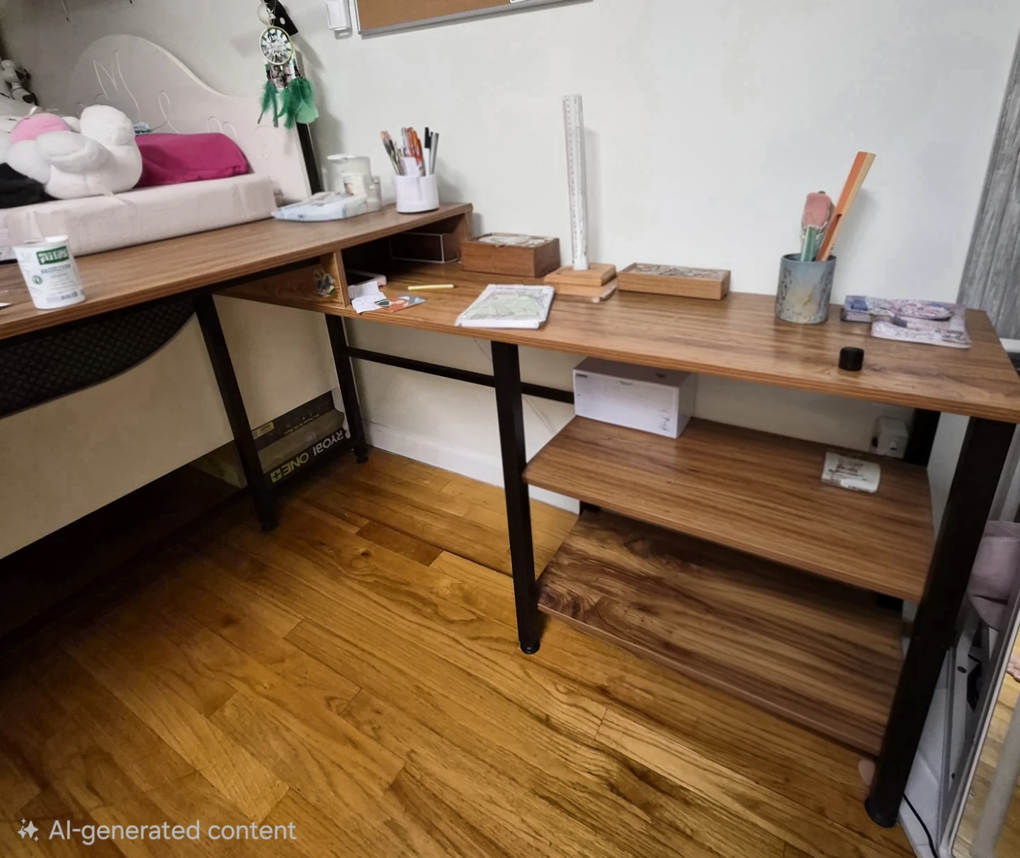 L-Shaped Desk with Shelves - photo 2