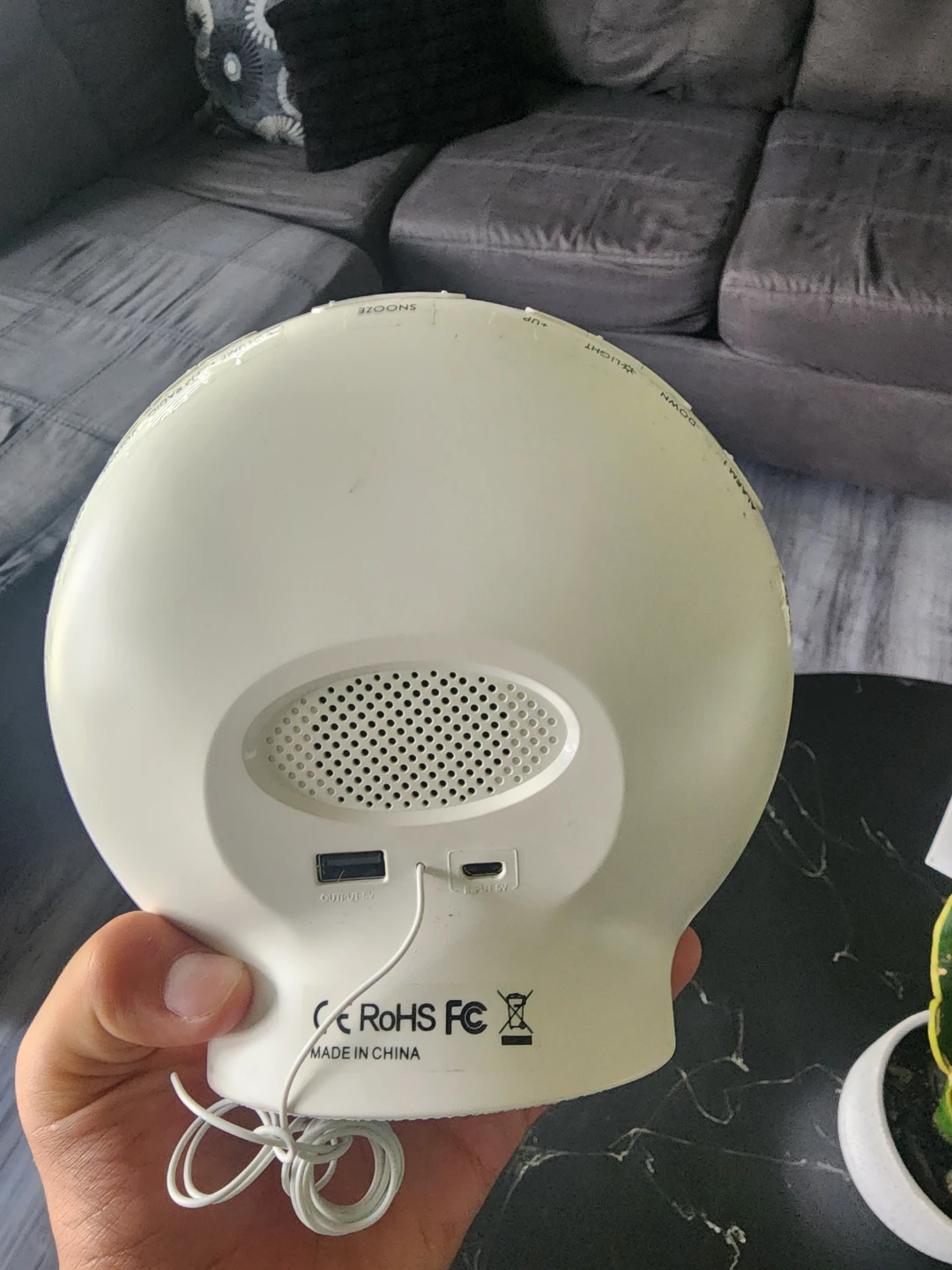 White Globe Alarm Clock with USB Ports - photo 2