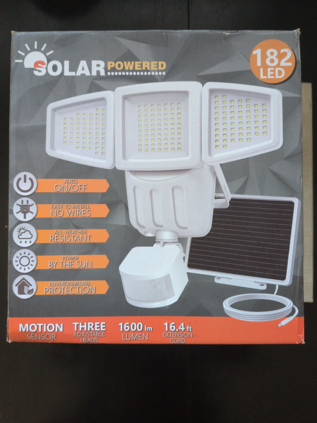 Solar Powered Motion Sensor Security Light with 182 LEDs