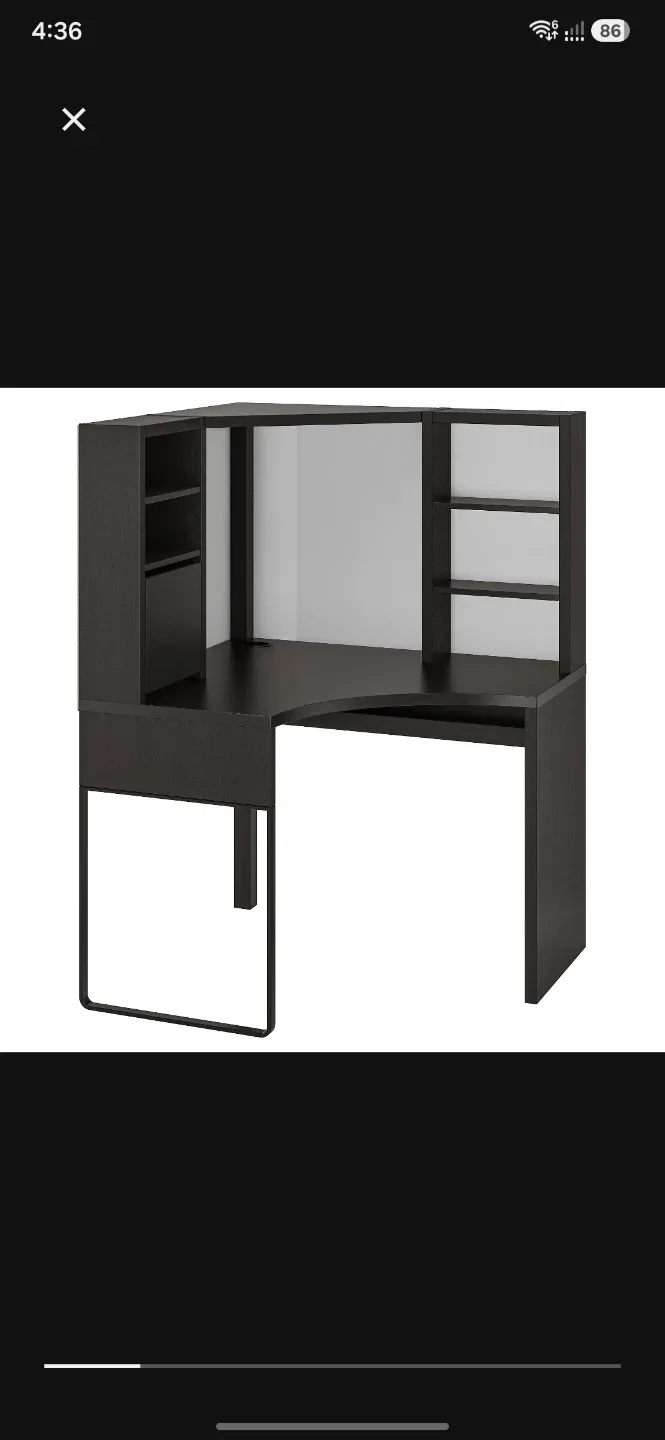 Dark Brown Corner Desk with Shelving - Moving Out Sale