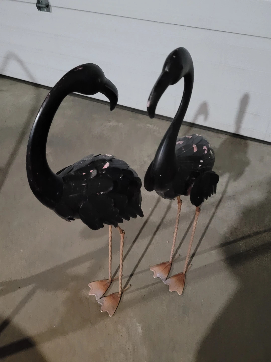 Set of 2 Black Flamingo Garden Ornaments