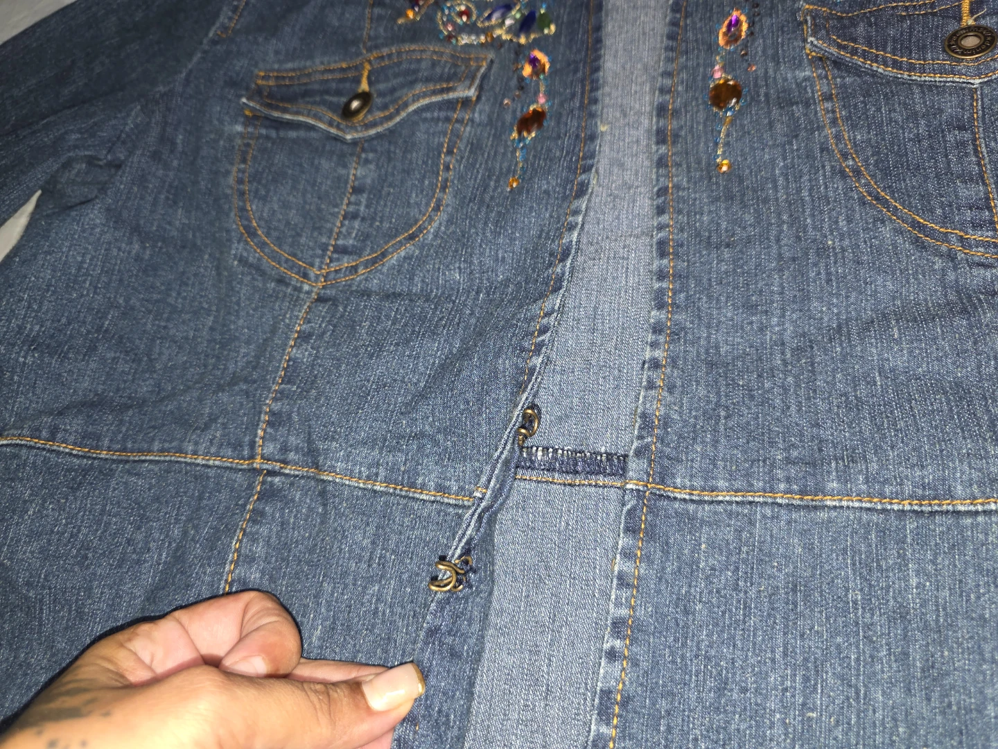 Denim jacket with rhinestones and embroidery size 16W - photo 3