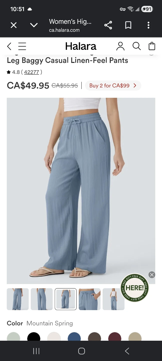 Halara Women's Leg Baggy Casual Linen-Feel Pants