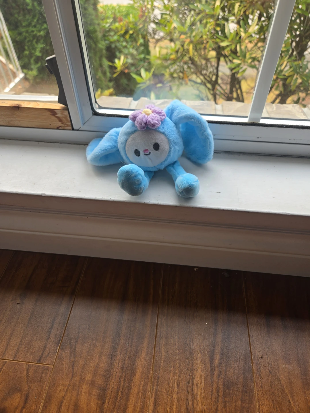 Blue Plush Bunny Toy with Flower