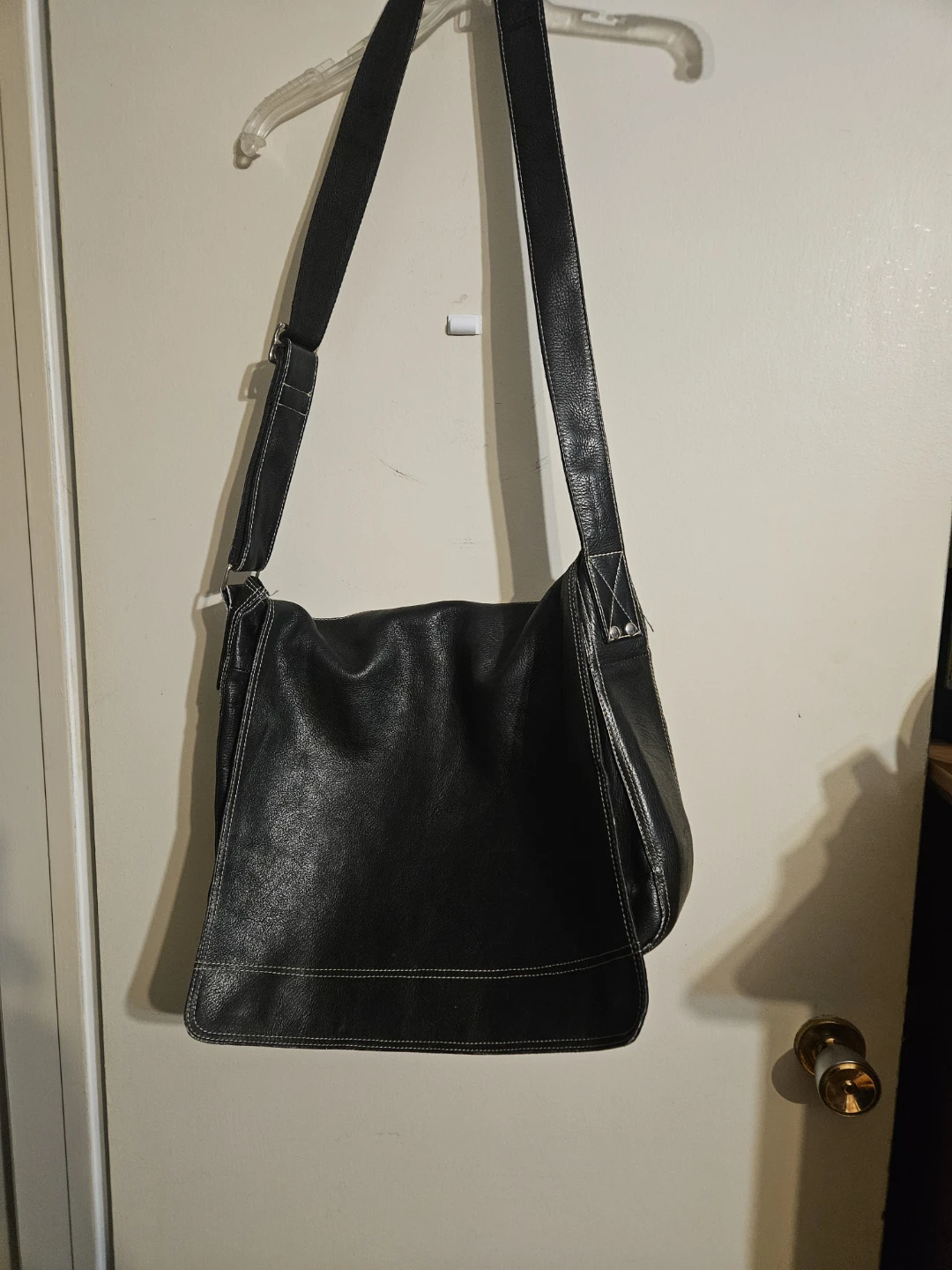 Black Leather messenger Bag