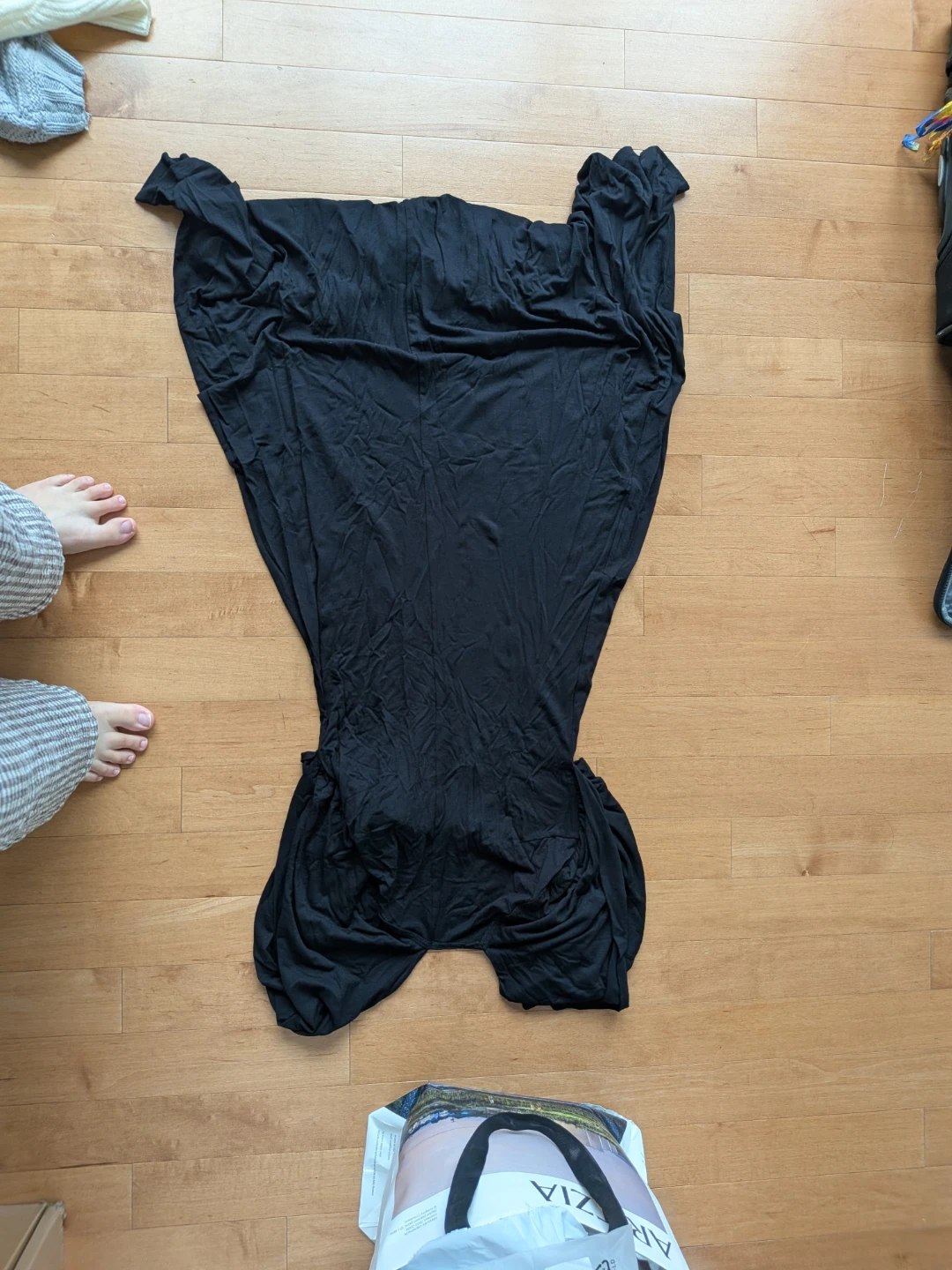 Black Off-the-Shoulder A-Line Midi Dress - photo 2