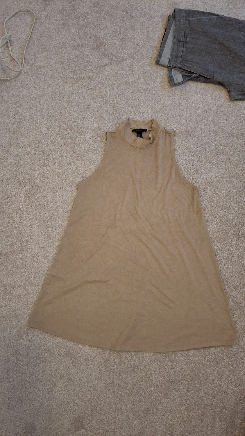 Tan Suede Sleeveless Dress - Size S