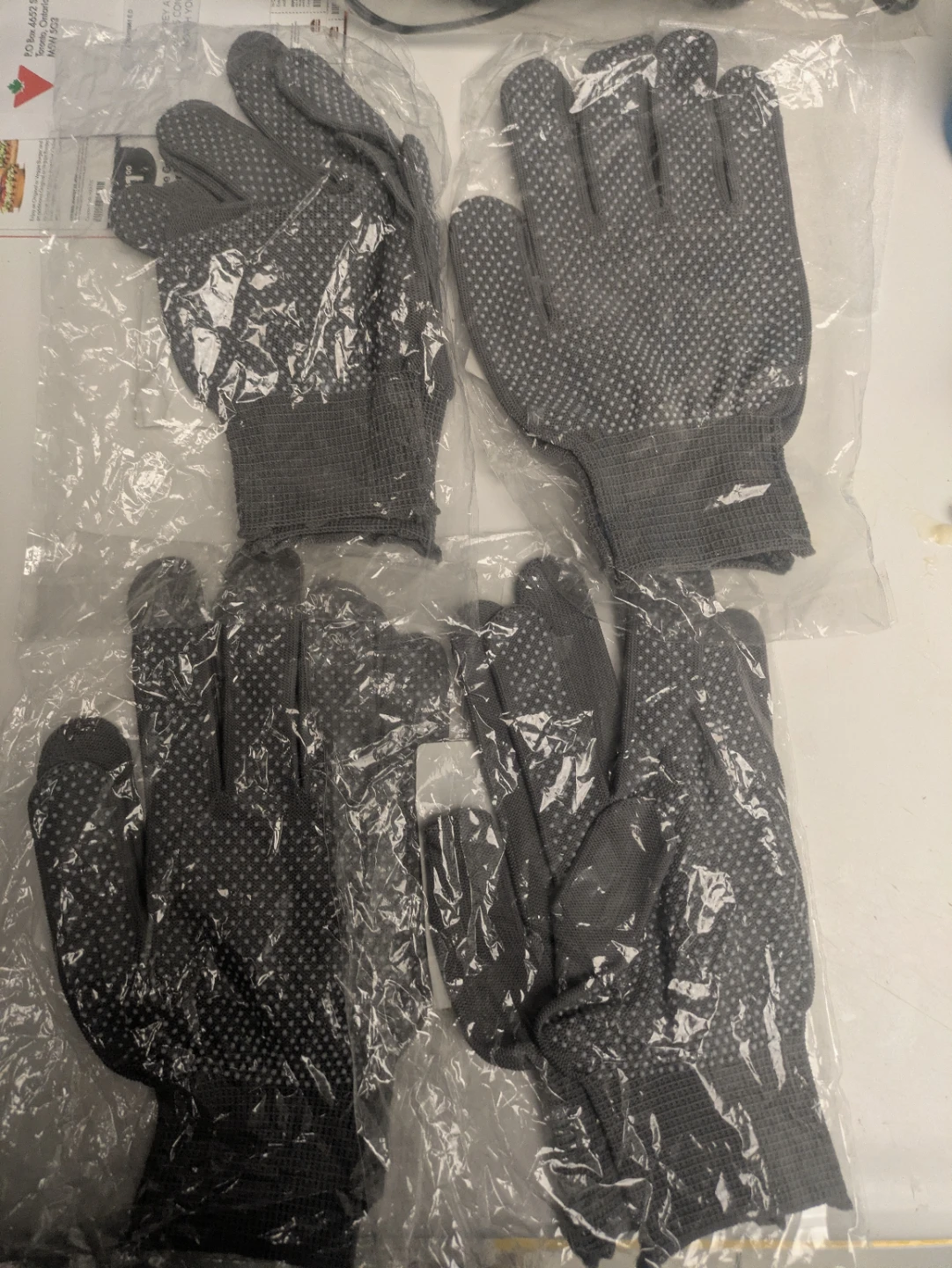 Pair of Grey Work Gloves with Grip Dots