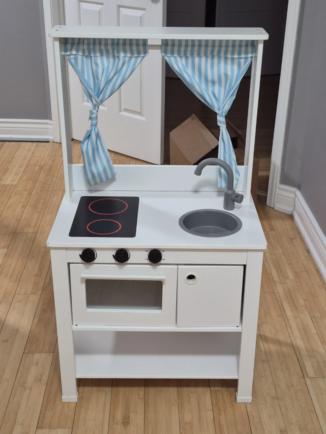 White Play Kitchen with Sink and Stove