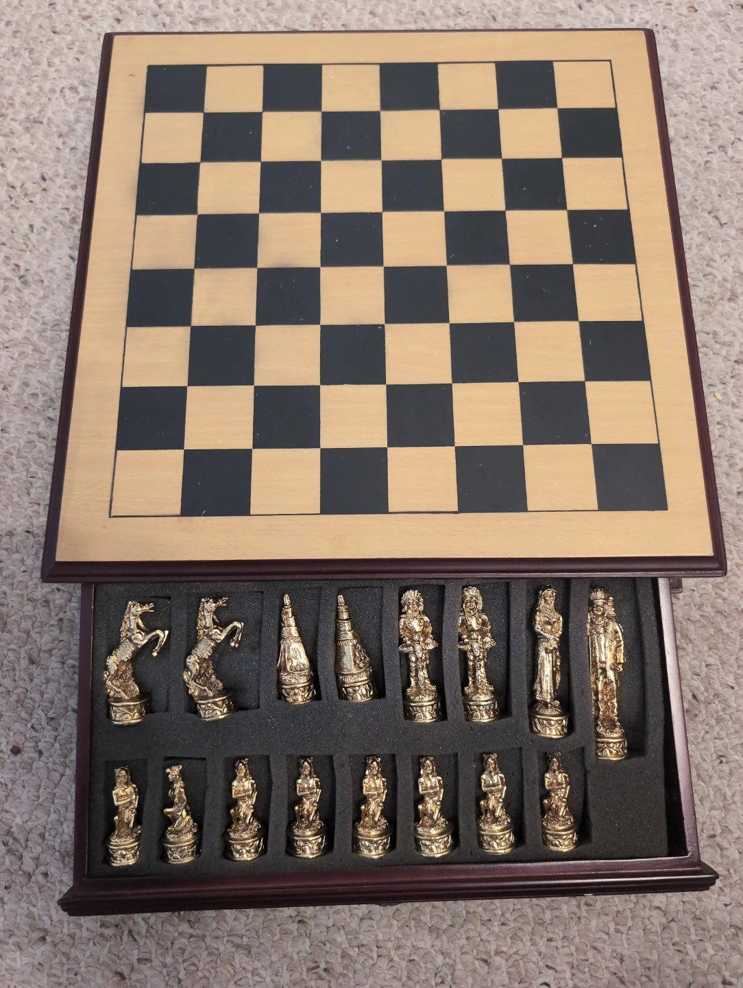 Pewter Cowboy vs Indian Chess Set - photo 2