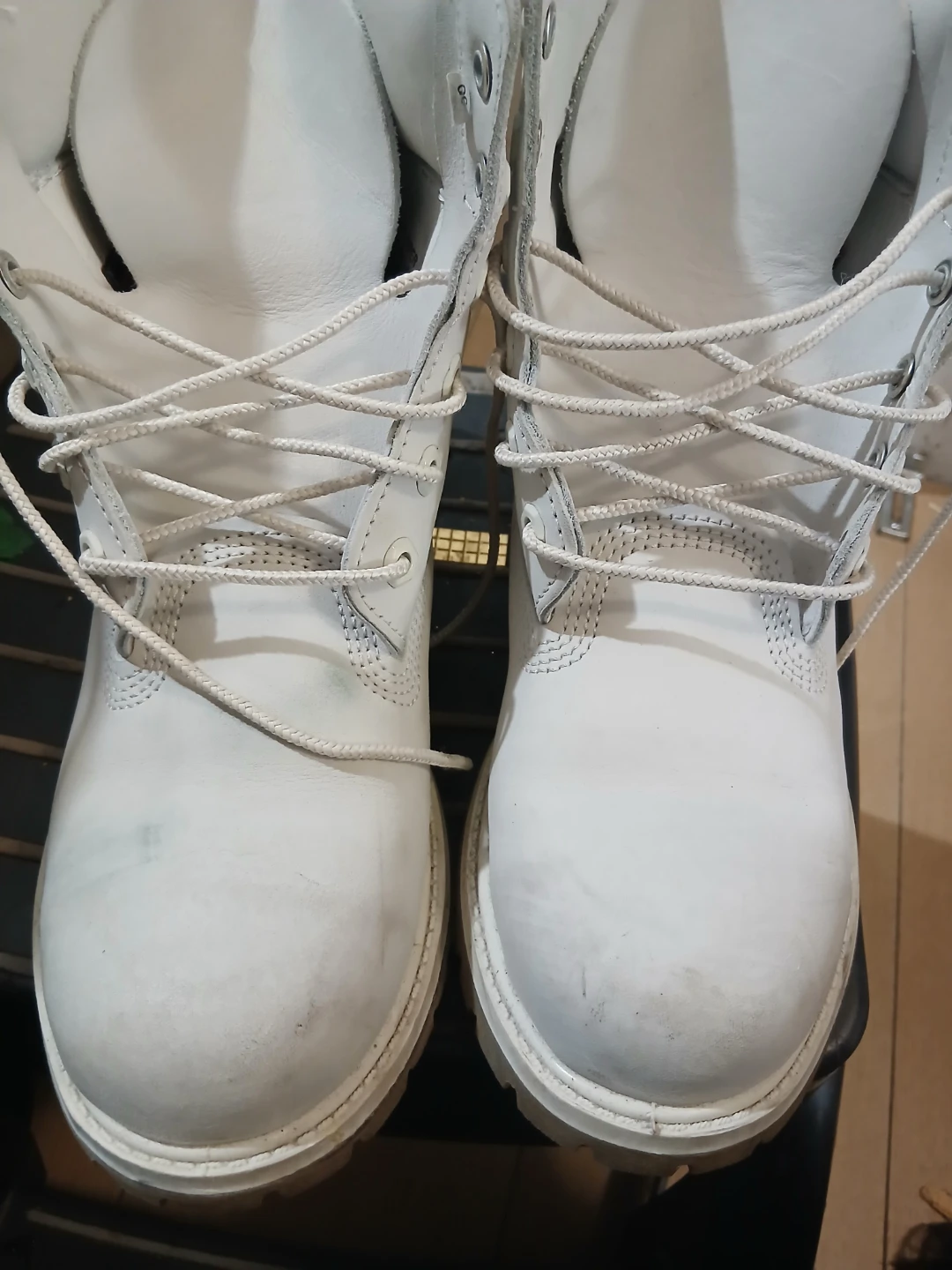 Timberland White Leather Boots Size 9 - photo 3