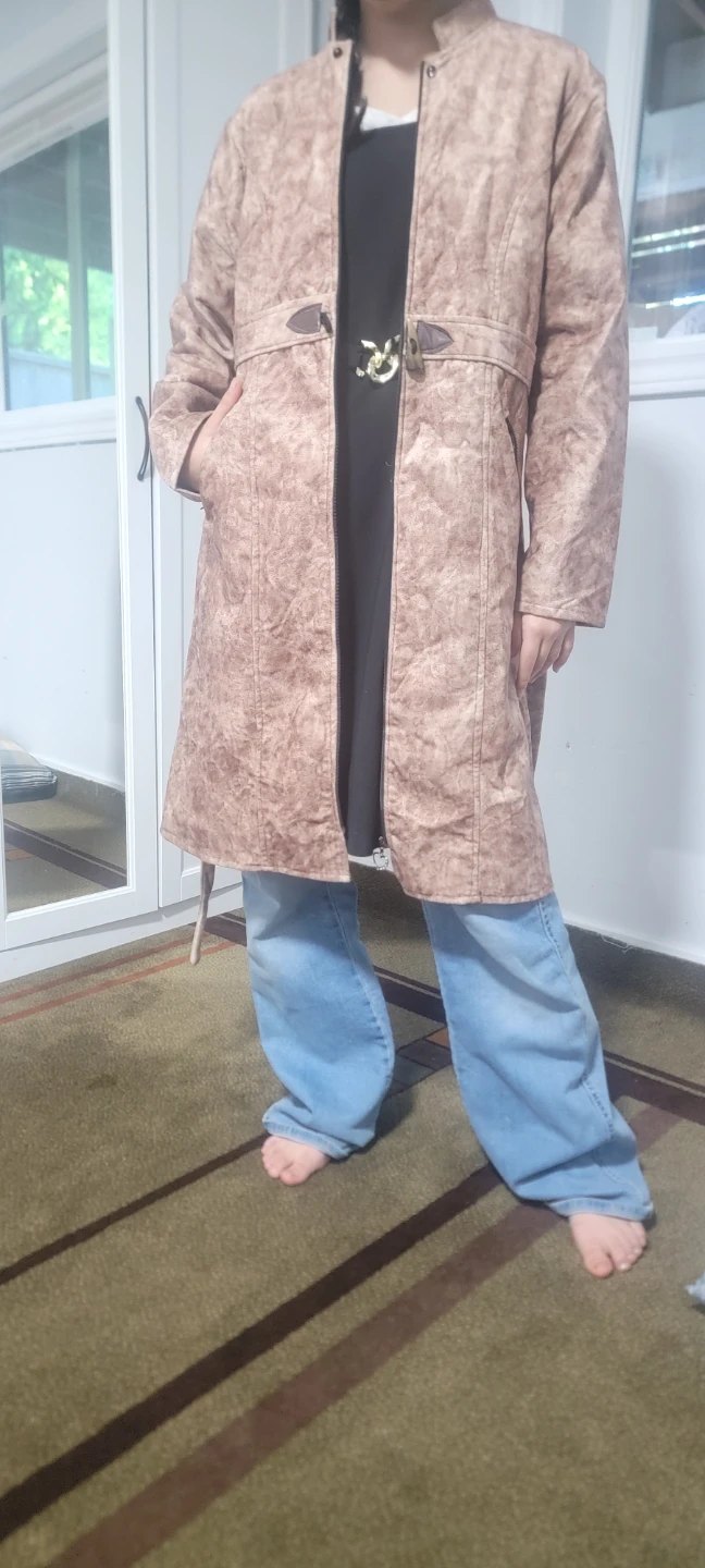 Women's Beige Patterned Trench Coat