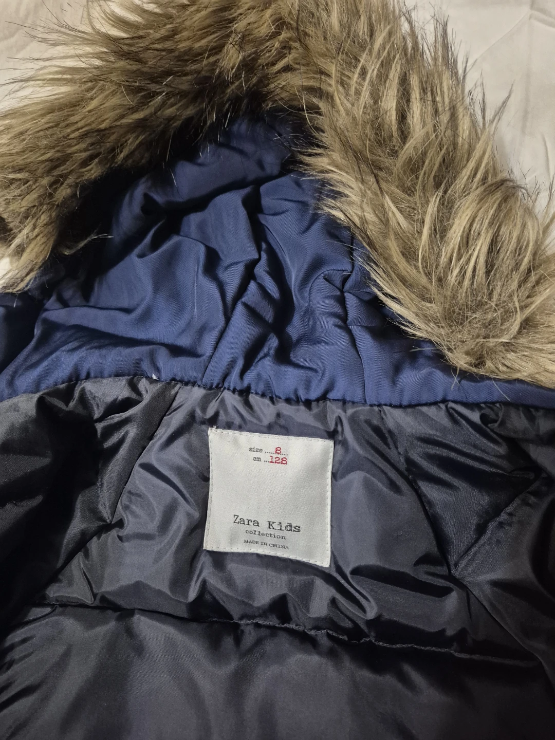 Blue Zara Kids parka with faux fur hood size 8 - photo 2