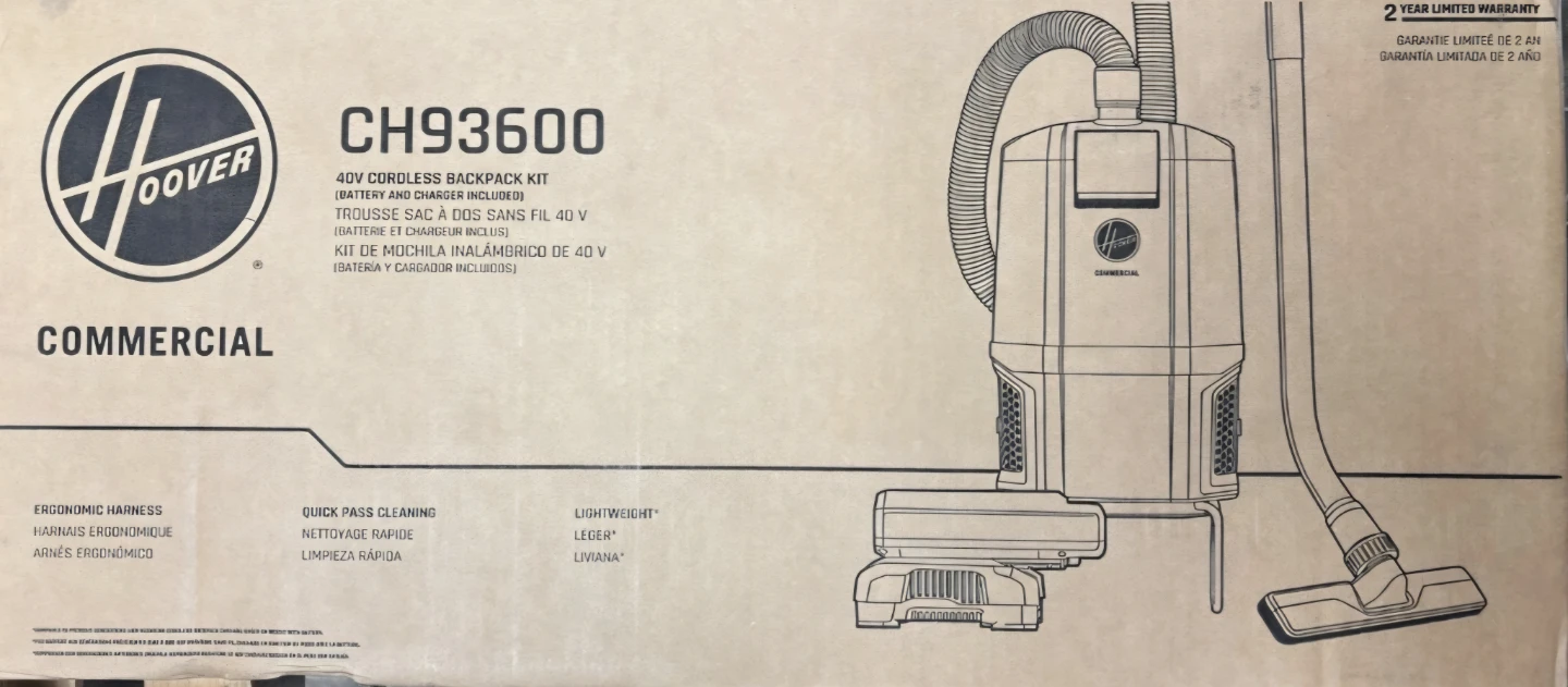 Hoover Commercial CH93600 40V Cordless Backpack Vacuum