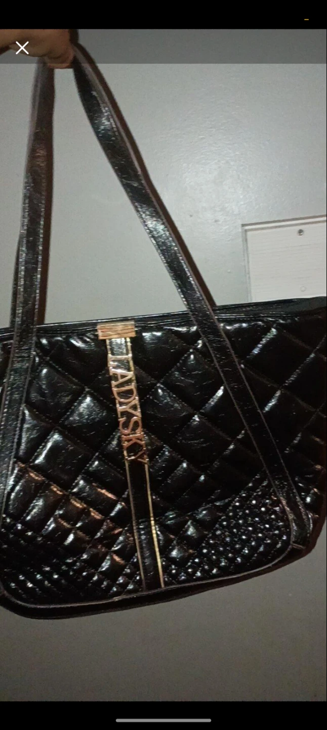 Black Quilted Patent Leather Handbag