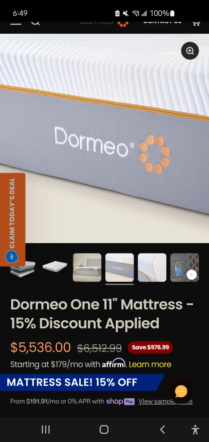 Dormeo One 11" Mattress and protective cover