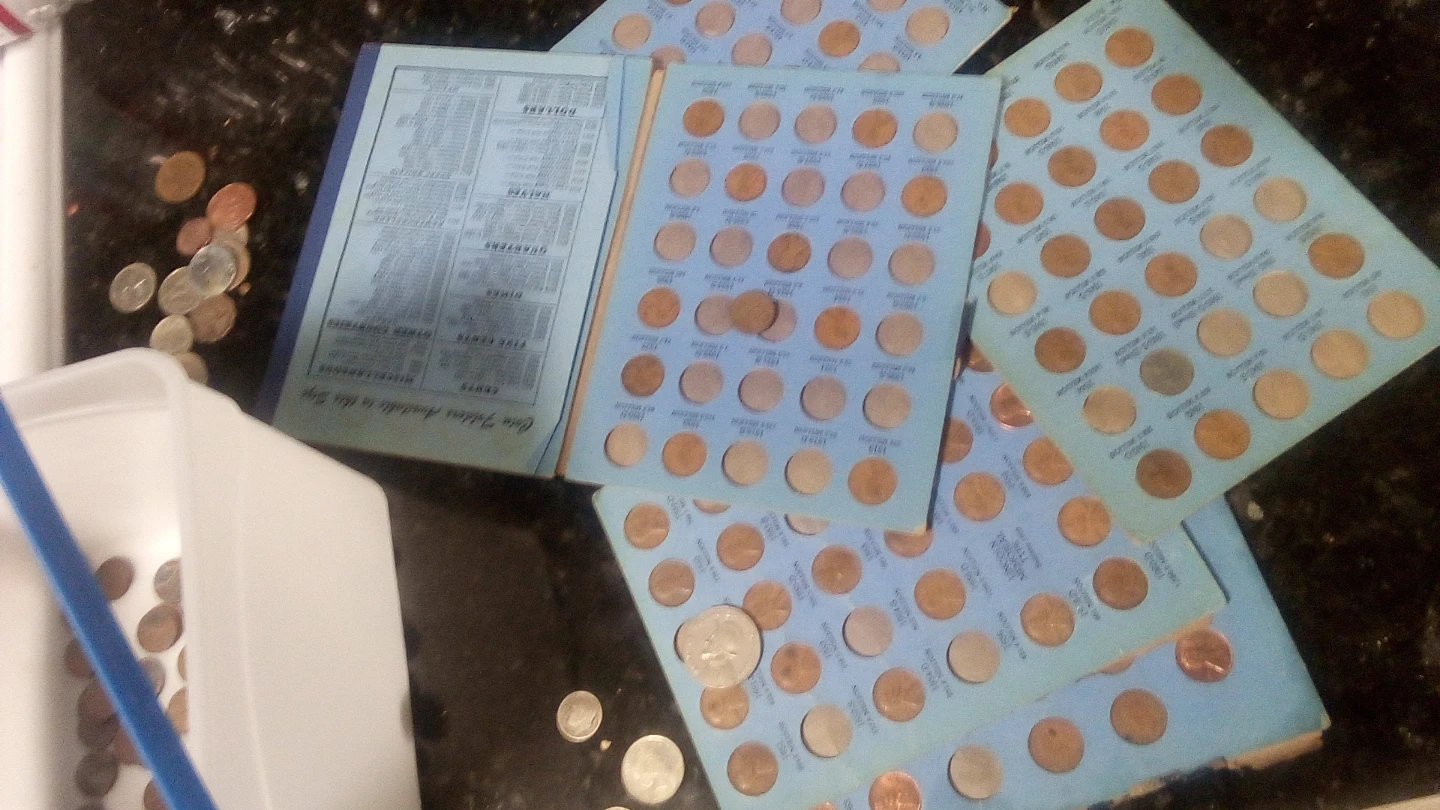 Vintage Lincoln Cent Coin Folders and Assorted Coins