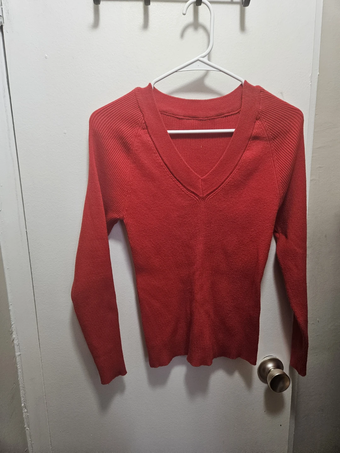 Red V-Neck Sweater XL