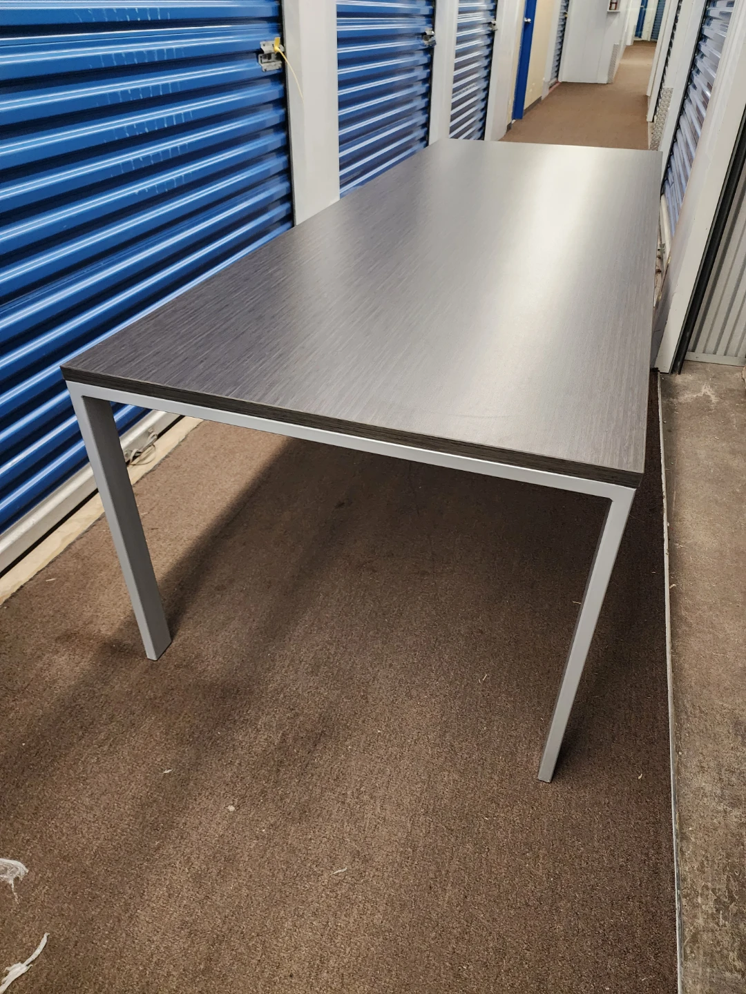 Modern grey wood grain  Conference table with metal legs