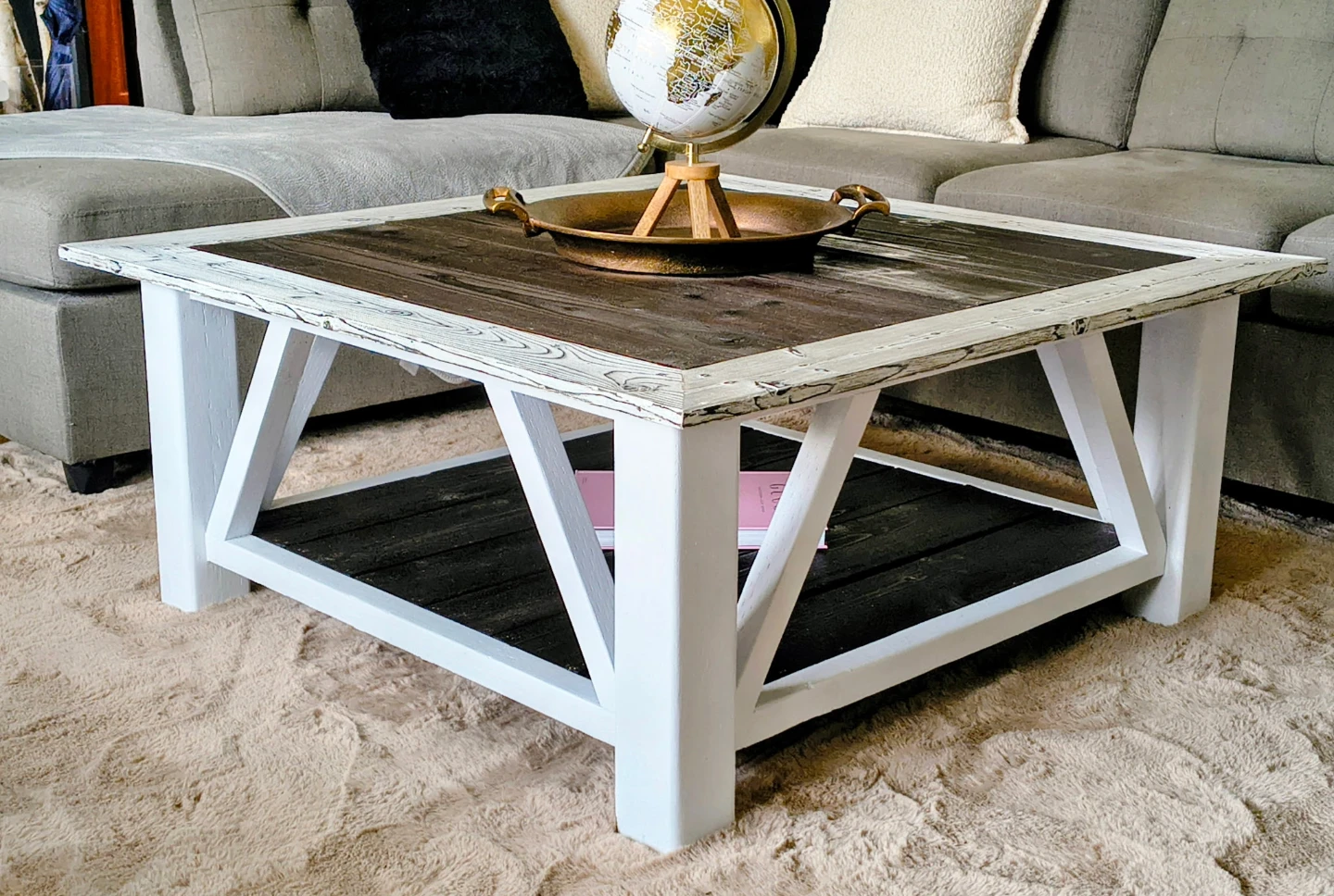 Farmhouse Coffee Table with Shelf