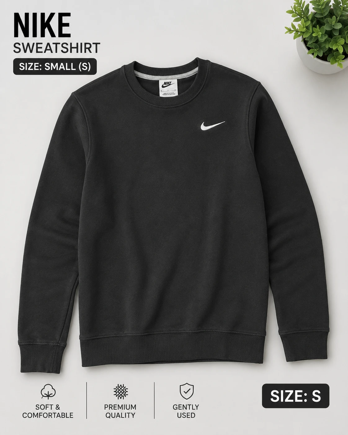 Nike Black Sweatshirt - Small