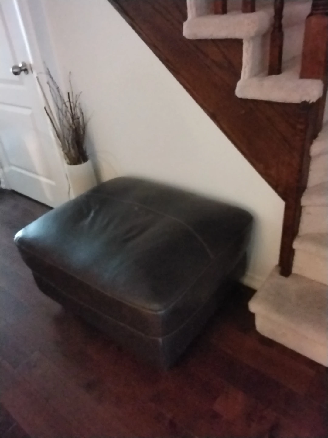 Dark Brown Faux Leather Ottoman Footrest/Chair - photo 3