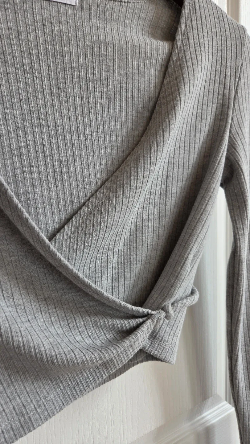 Ardene Grey Ribbed Twist Front Crop Top XS/TP - photo 3