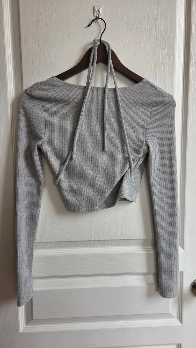 Ardene Grey Ribbed Twist Front Crop Top XS/TP - photo 4