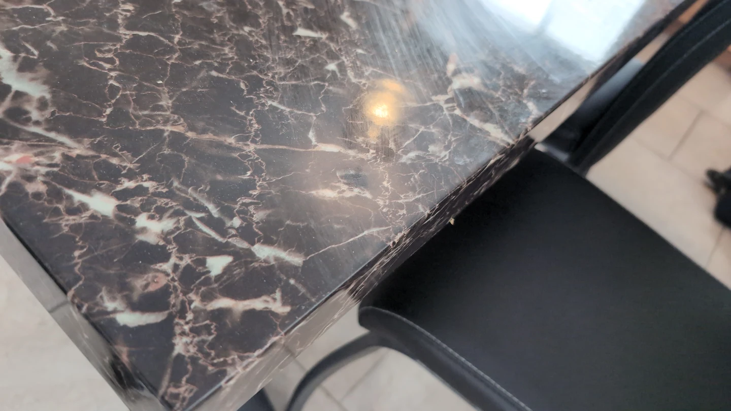 Marble Top Dining Table with 4 Black Chairs - photo 3