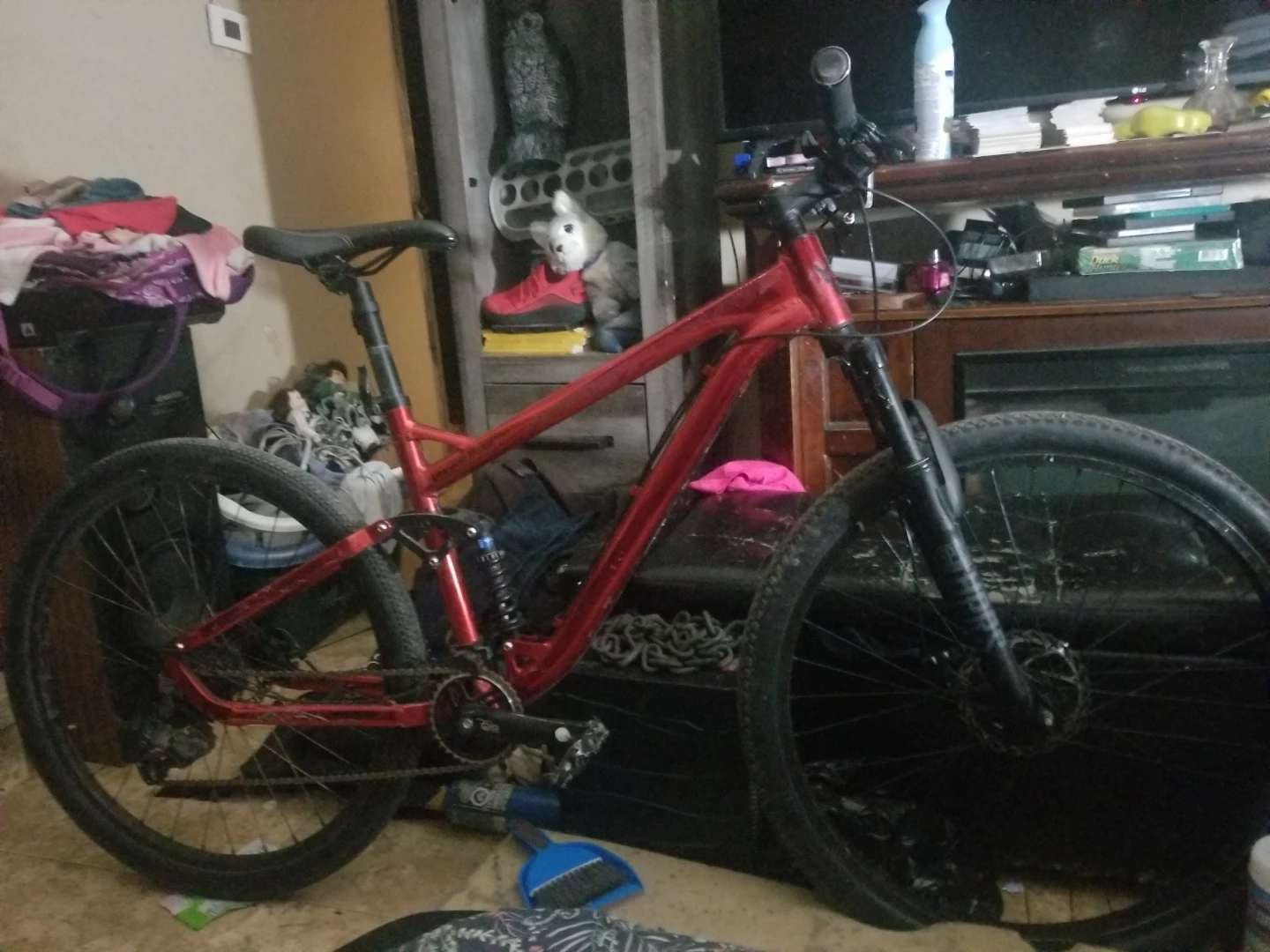 Red Full Suspension Mountain Bike hyper