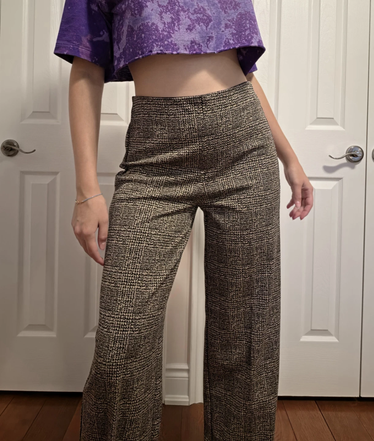 Plaid Wide Leg Trousers