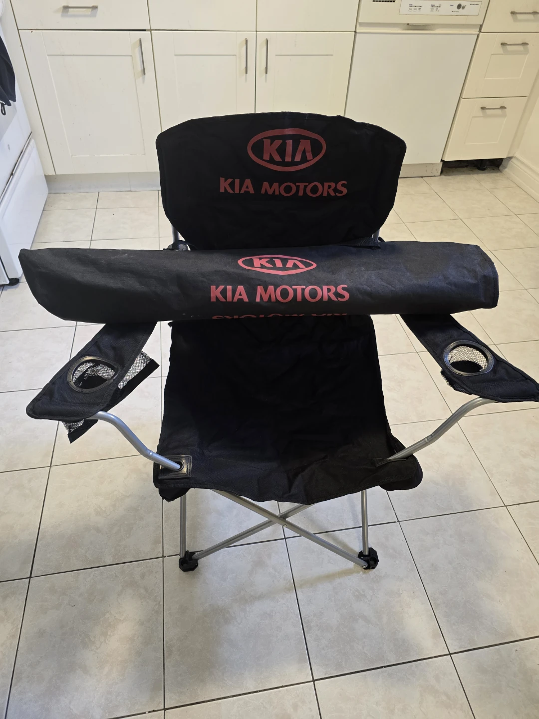 Black Kia Motors Camping Chair with Cup Holders
