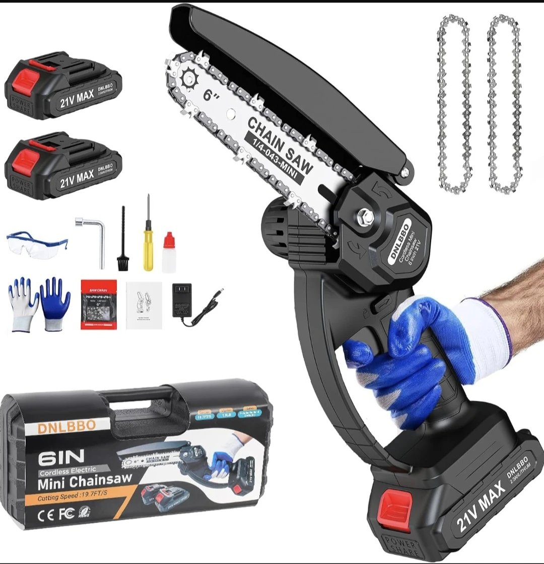 DNLBBO 6-Inch Cordless Electric Mini Chainsaw