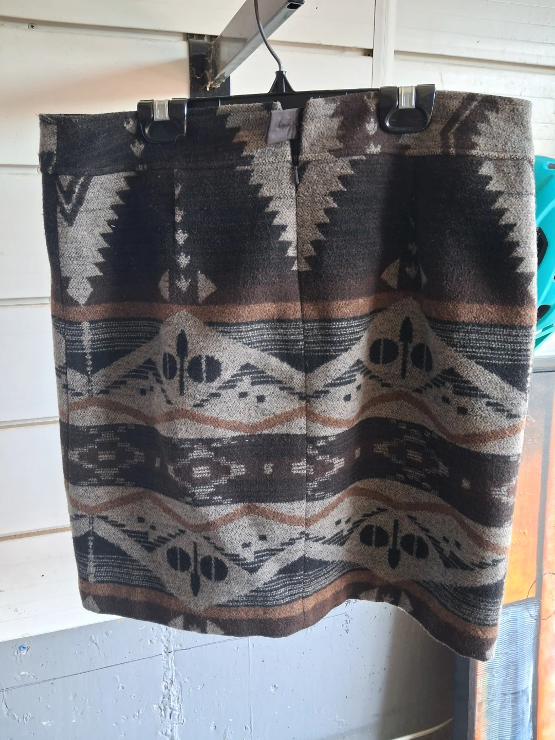 Wool Blend Geometric Print Pencil Skirt - photo 2