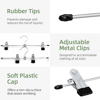Qualsen 2 Pack Skirt/pant Hangers with Adjustable Clips - photo 2