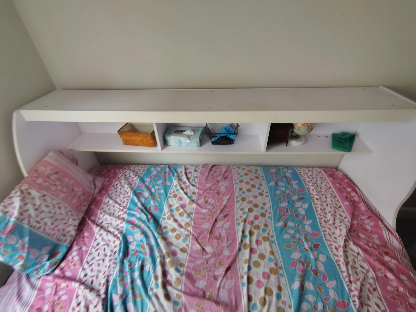 Pink and White Twin Bed Frame with Storage Shelves - photo 4