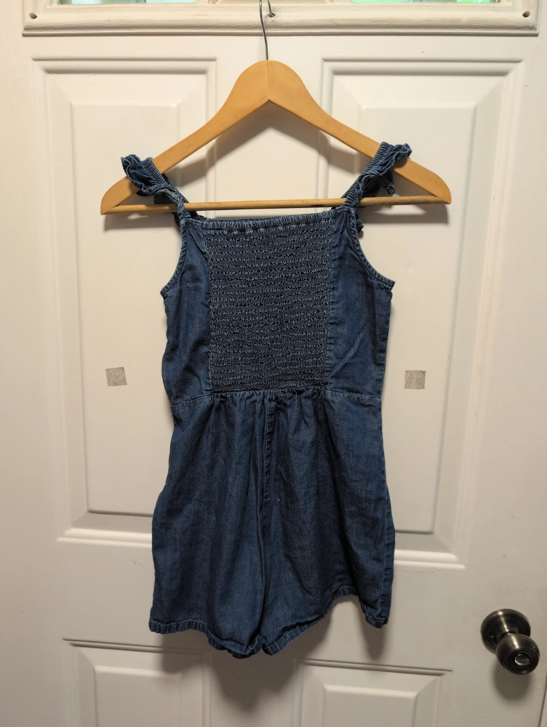 Denim Romper with Ruffle Straps - photo 4