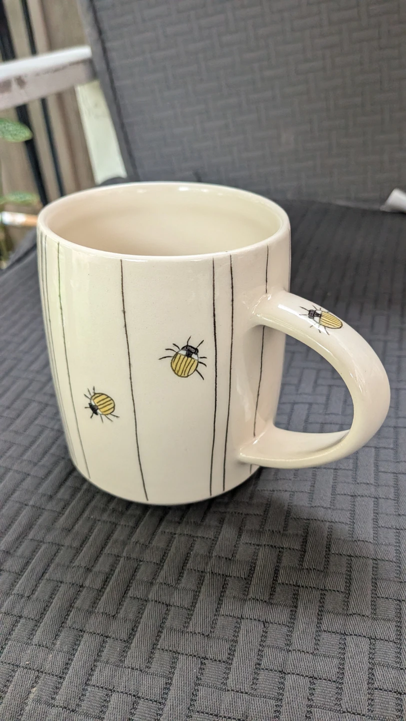 Hand made Ceramic Mug with Beetle Design